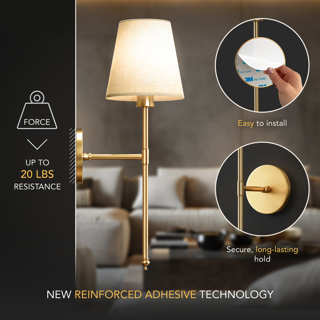 Wall Lamp Battery-Powered Remote-Controlled No-Drill