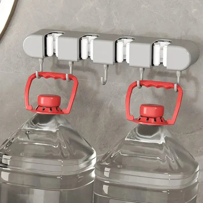 Wall Mount Broom & Mop Holder Space-Saving Stainless Steel