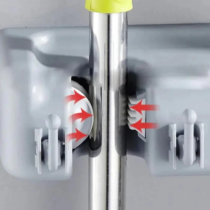 Wall Mount Broom & Mop Holder Space-Saving Stainless Steel