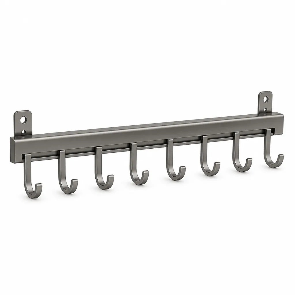 Wall-Mounted Aluminum Kitchen Hook Rail (Flexible Hooks)
