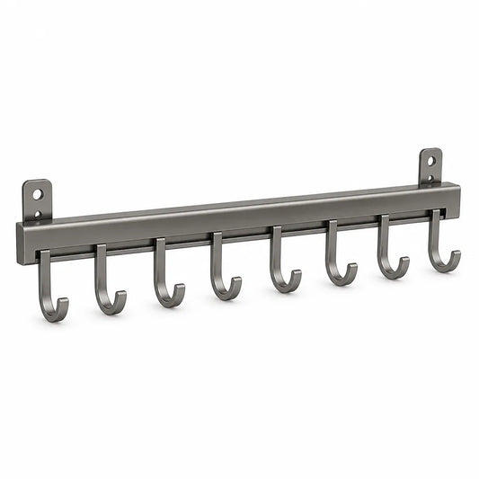 Wall-Mounted Aluminum Kitchen Hook Rail (Flexible Hooks)