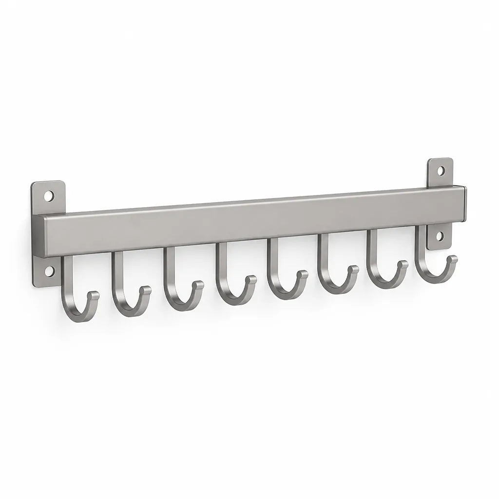 Wall-Mounted Aluminum Kitchen Hook Rail (Flexible Hooks)