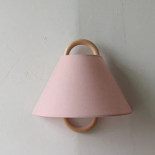 Wall Sconce Fabric Shade Solid Beechwood Plug-In & Hardwired