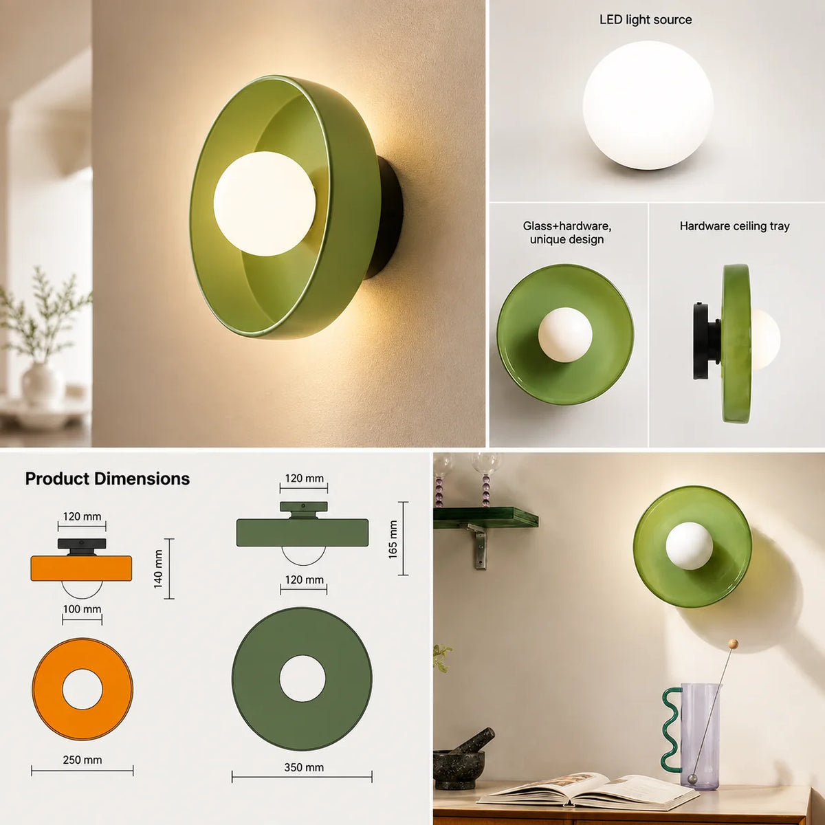 Wall Sconce Mid-Century Dual-Layer Glass Hardwired G9 Compatible