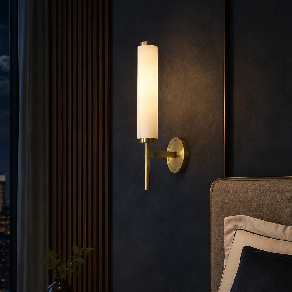 Wall Sconce Natural Alabaster Shade Single Or Double Light