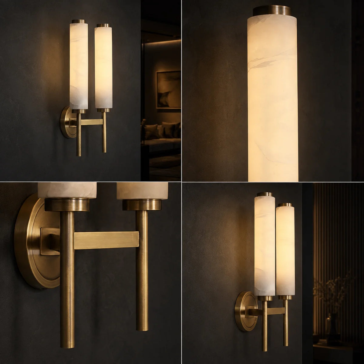 Wall Sconce Natural Alabaster Shade Single Or Double Light