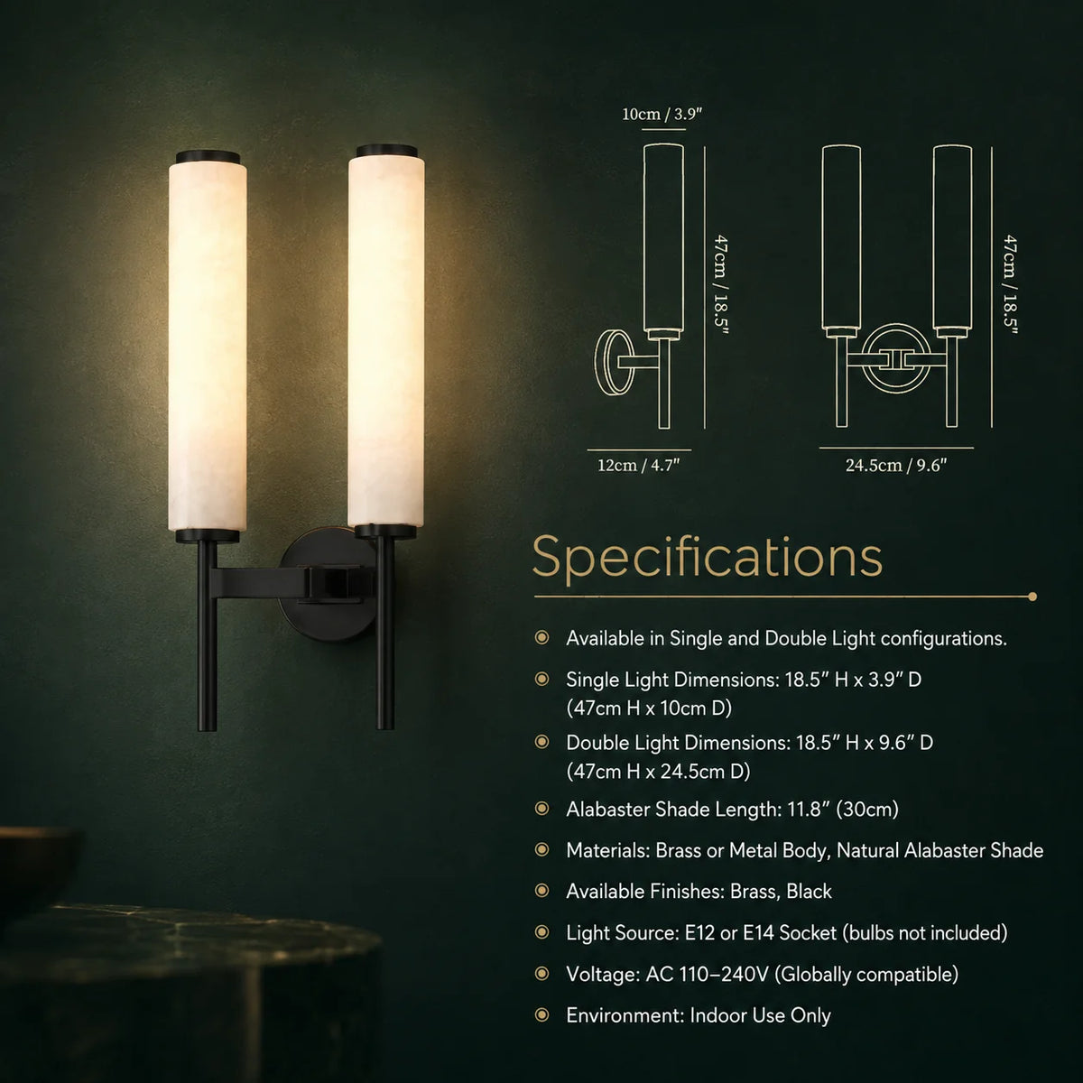 Wall Sconce Natural Alabaster Shade Single Or Double Light