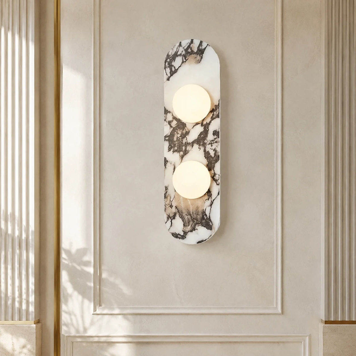 Wall Sconce Solid Marble & Opaline Glass