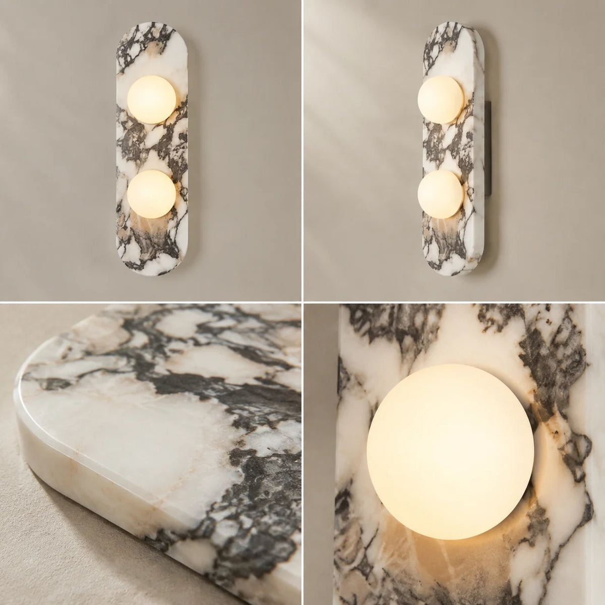 Wall Sconce Solid Marble & Opaline Glass