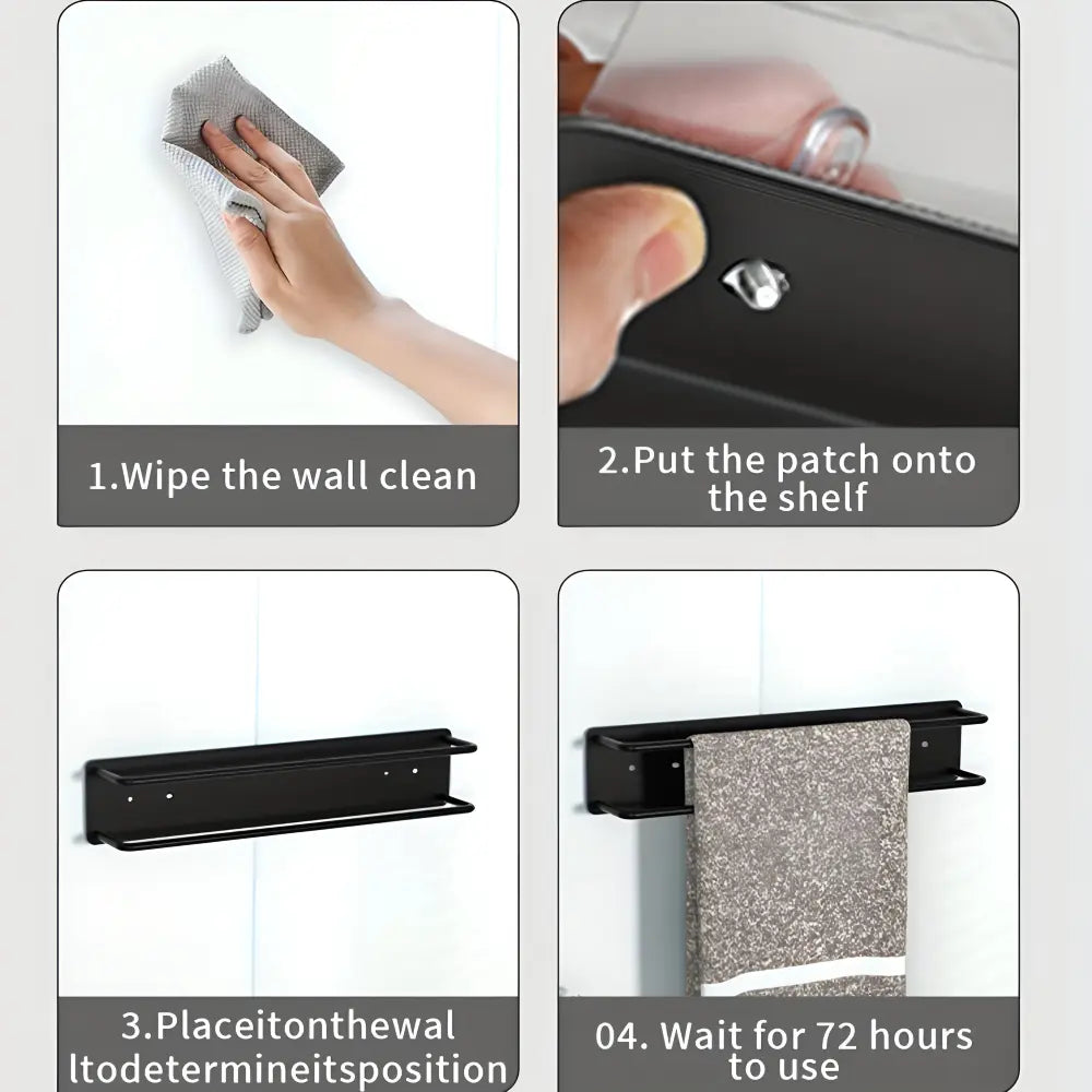 Wall Towel Holder Matte Black Open Wire Frame Space-Saving