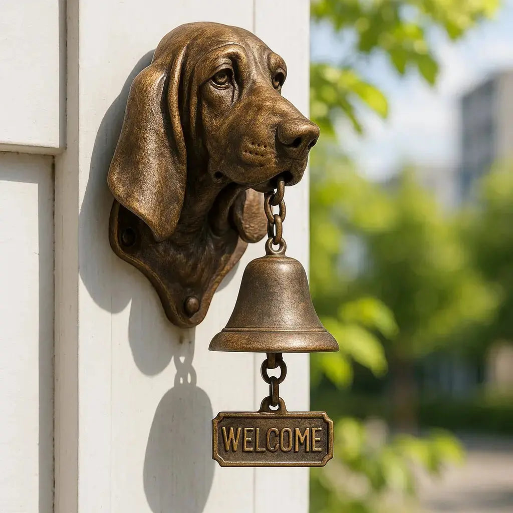 Welcome Bell Dog Design Antique Bronze Easy Mount