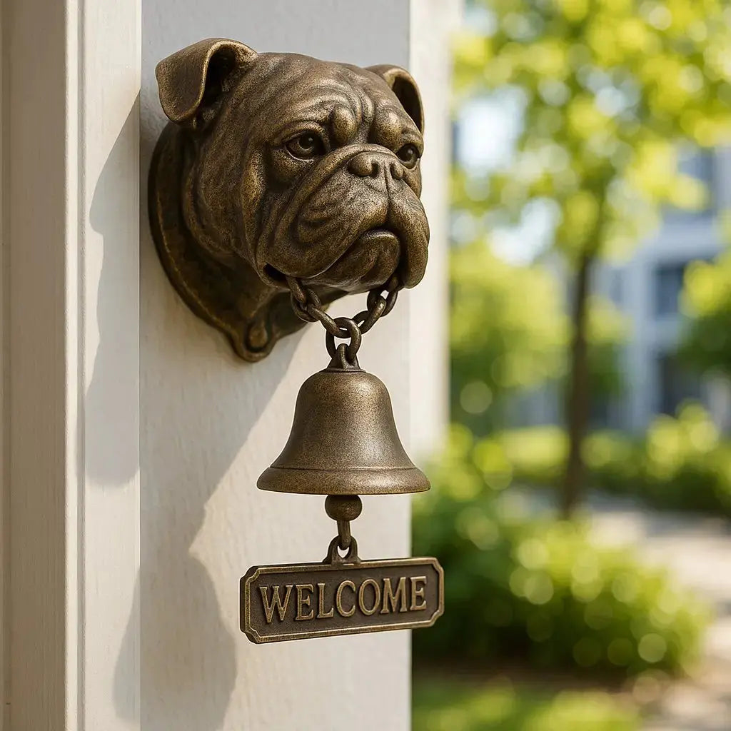 Welcome Bell Dog Design Antique Bronze Easy Mount