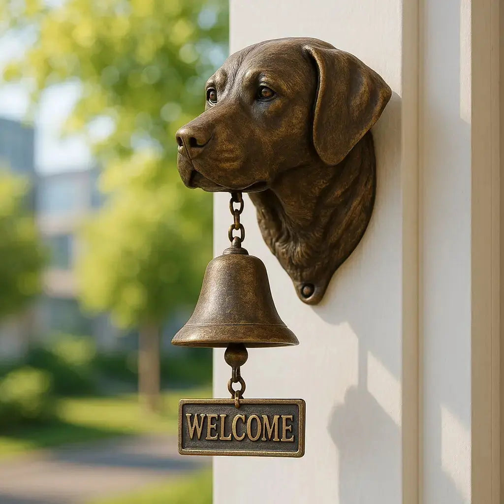 Welcome Bell Dog Design Antique Bronze Easy Mount