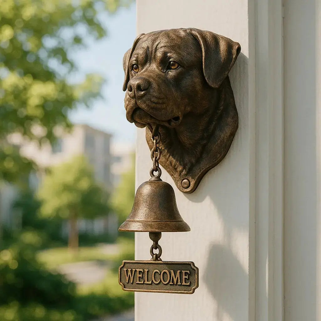 Welcome Bell Dog Design Antique Bronze Easy Mount