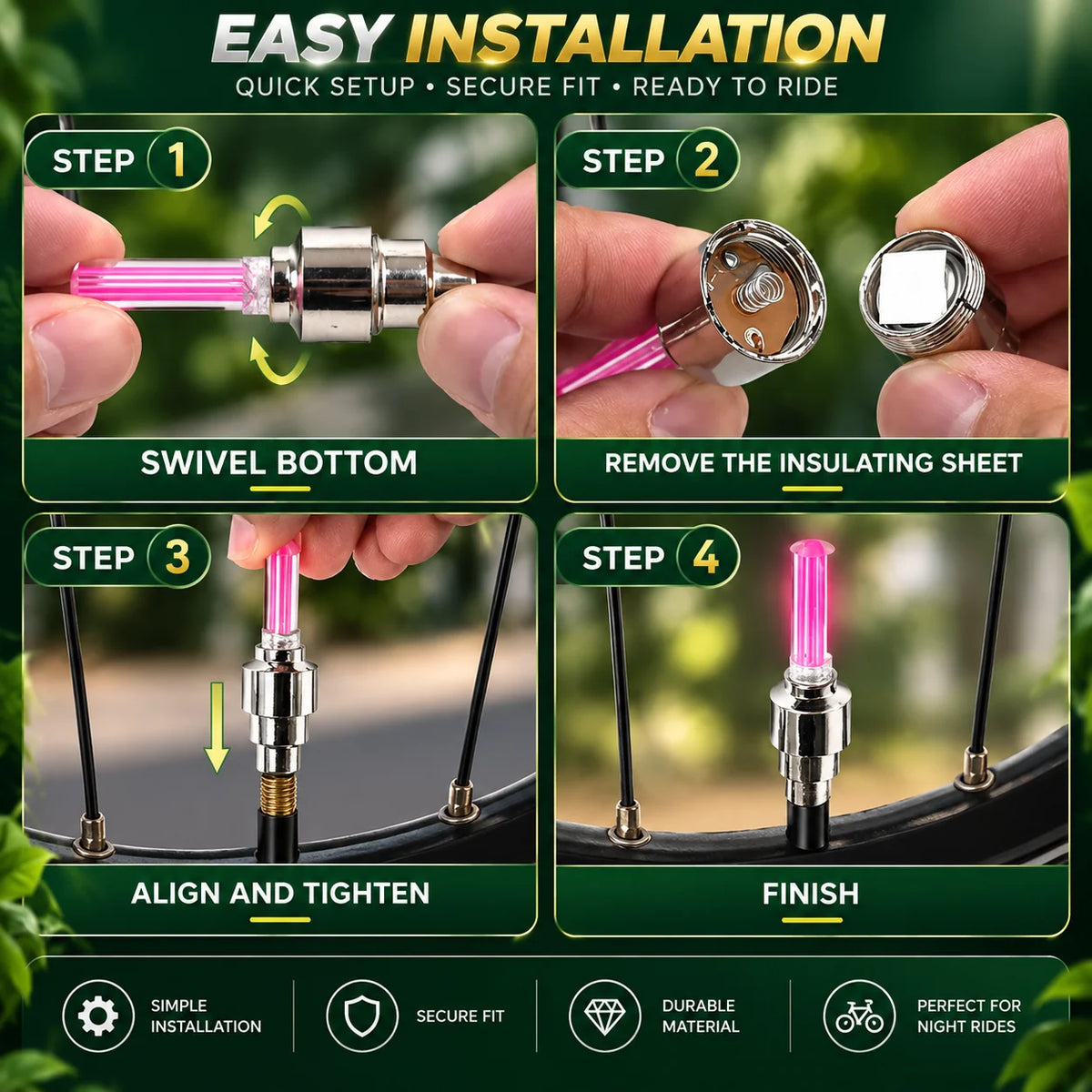 Wheel Valve Caps Motion-Activated Schrader Valve Fit