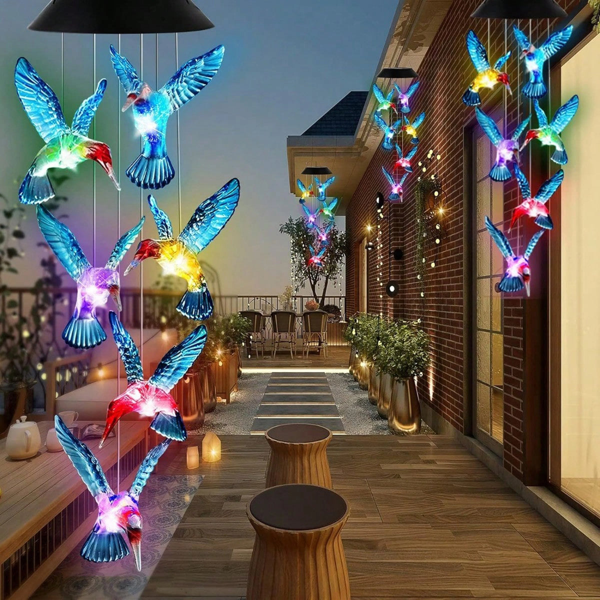 Wind Chime Solar Color-Changing Hummingbird Bulbs