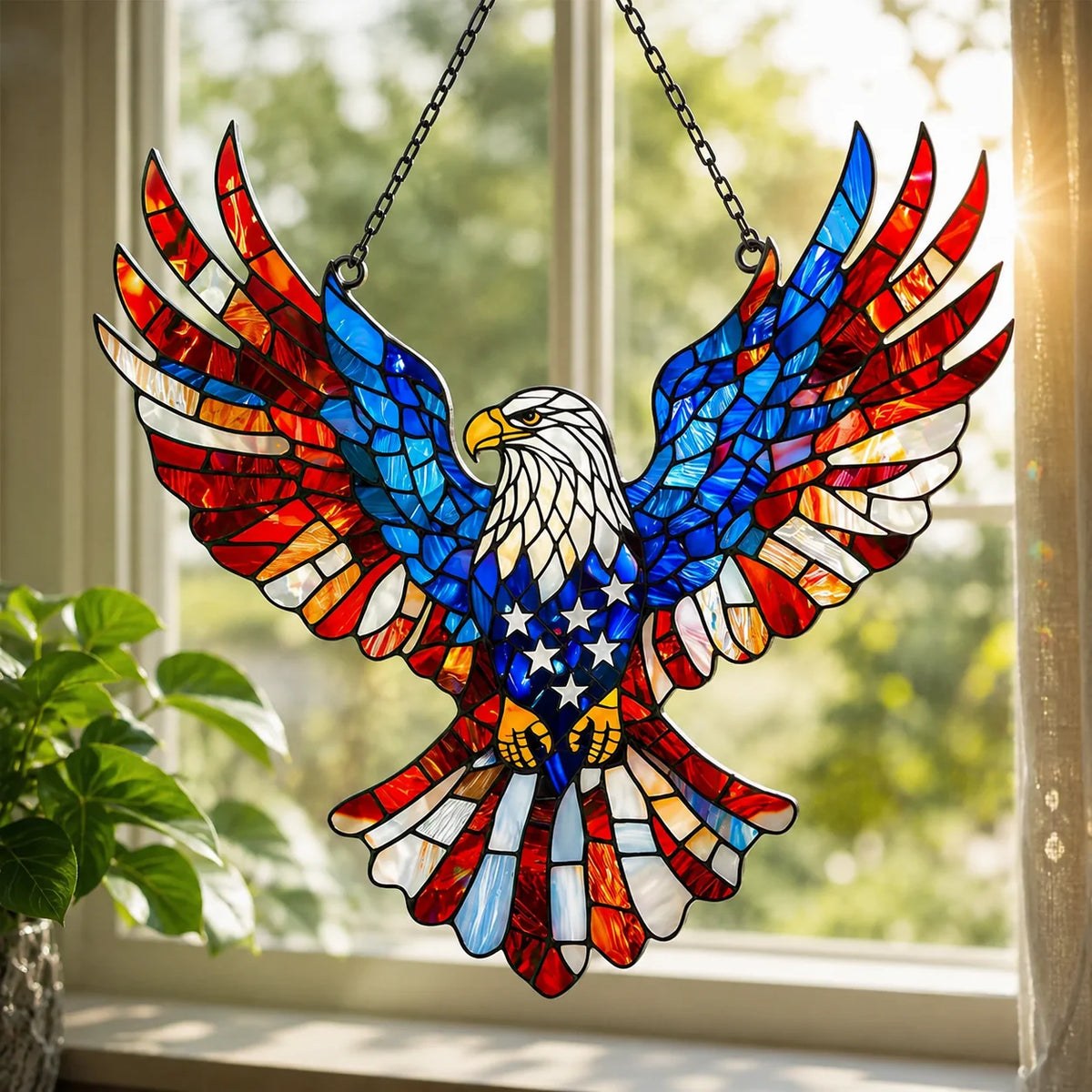 Window Suncatcher Patriotic Eagle Shatter-Resistant Acrylic