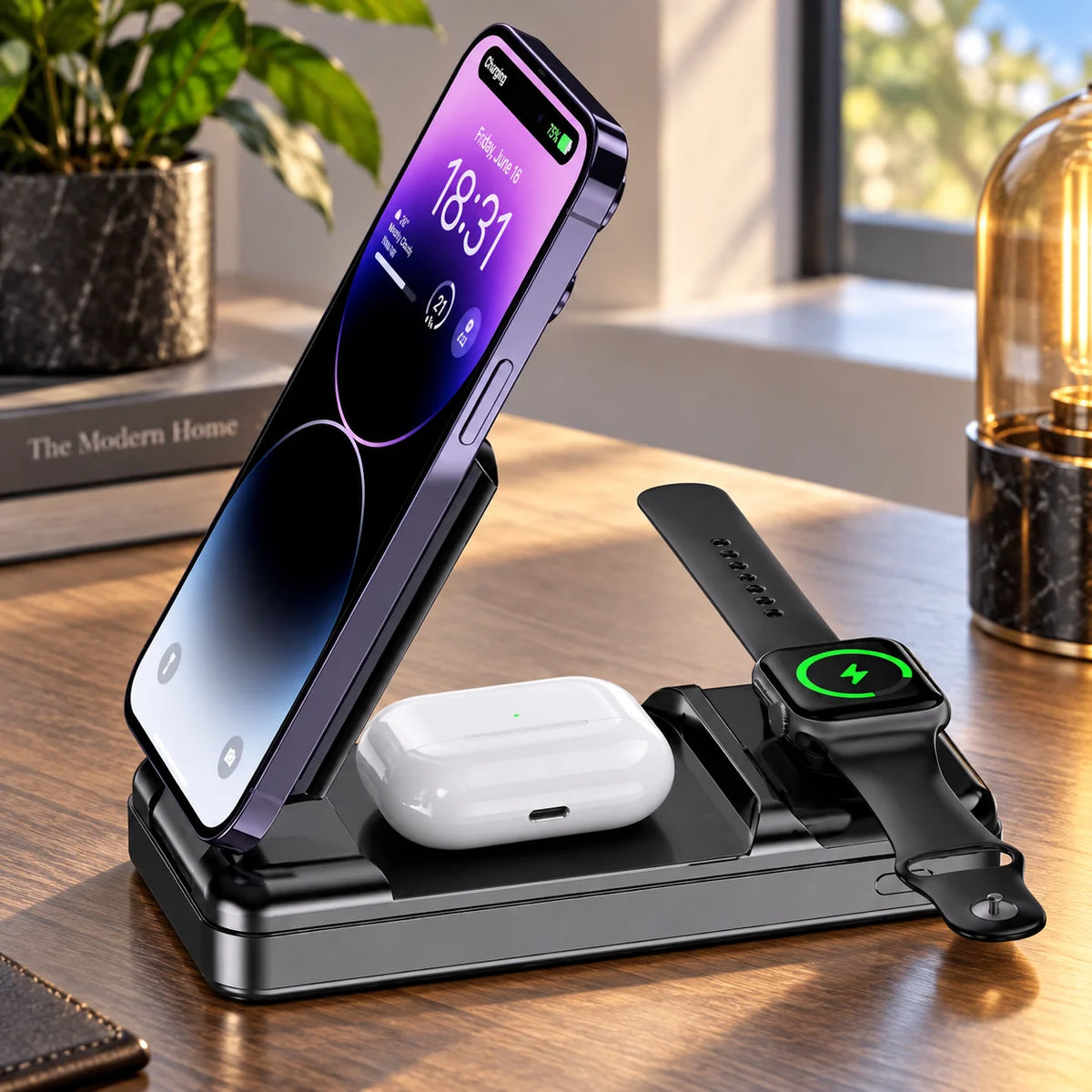 Wireless Charging Station 3-in-1 10,000mAh Portable