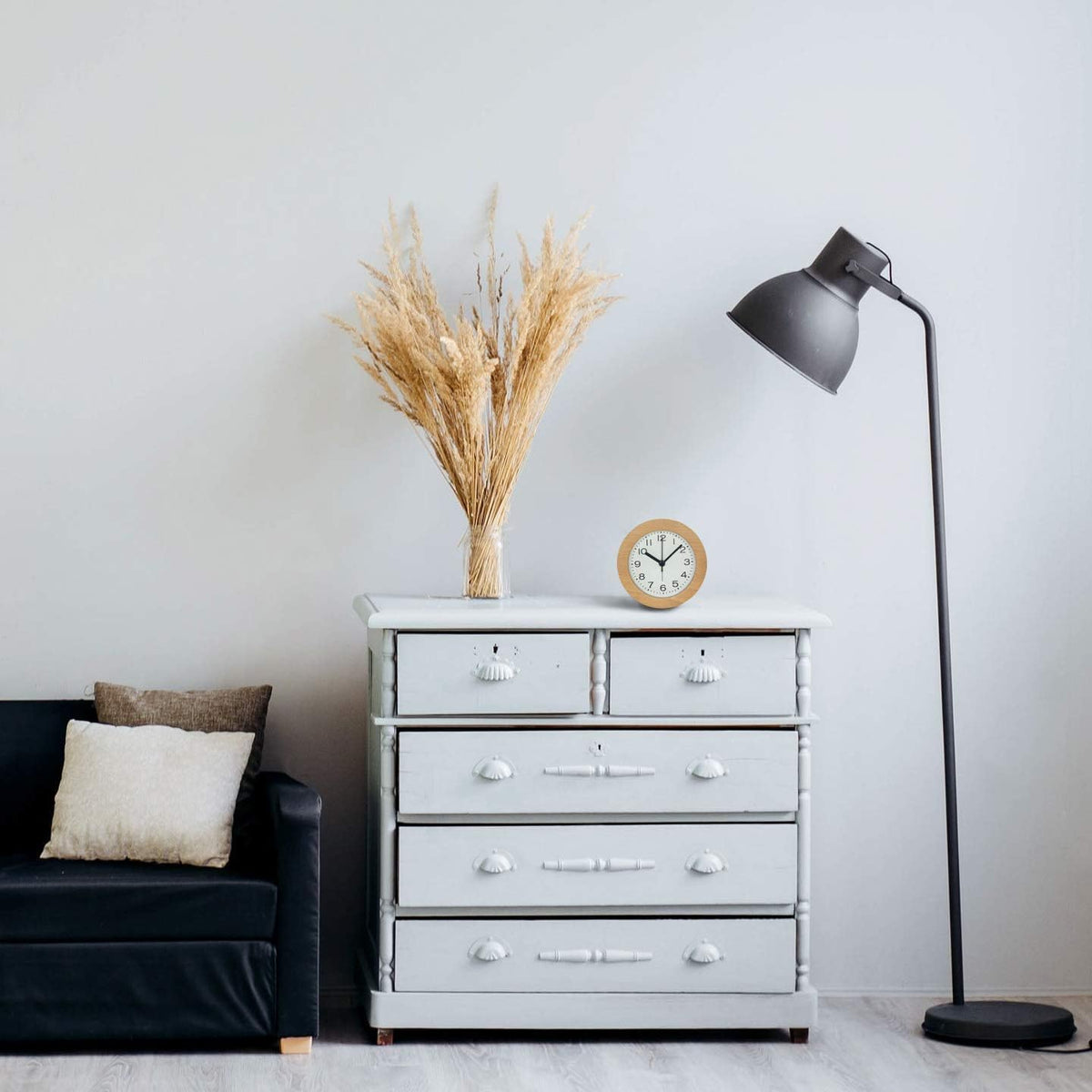 Wooden Alarm Clock Silent No-Tick LED Night Light