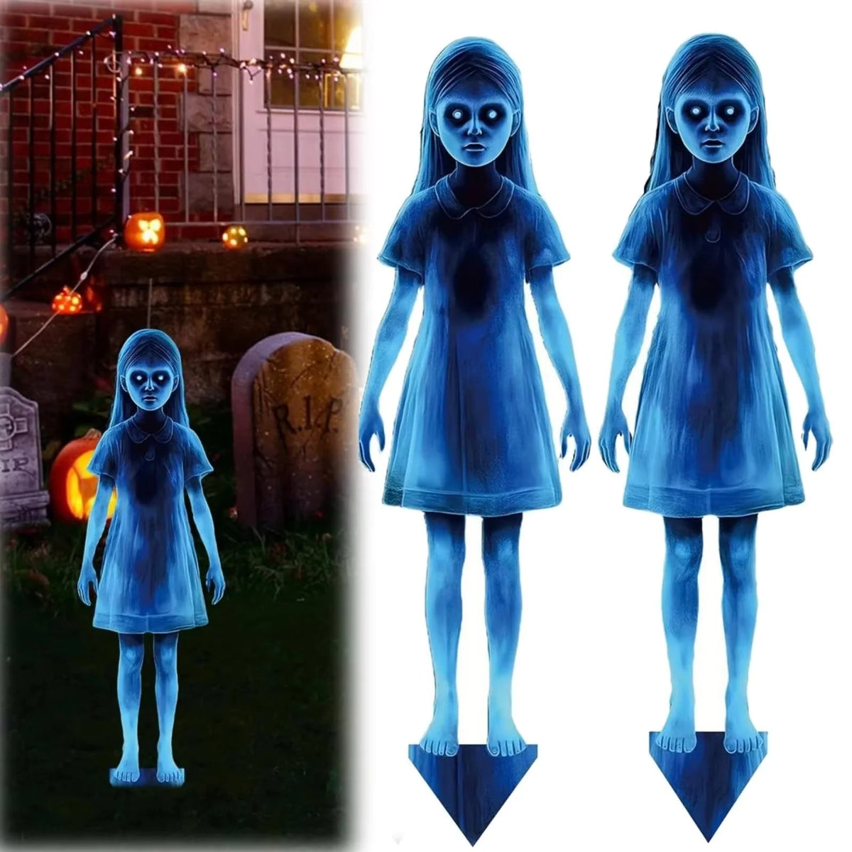 Yard Stake Lighted Ghost Weather-Resistant Iron